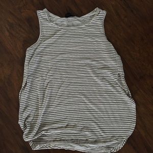 A cream and navy striped tank.